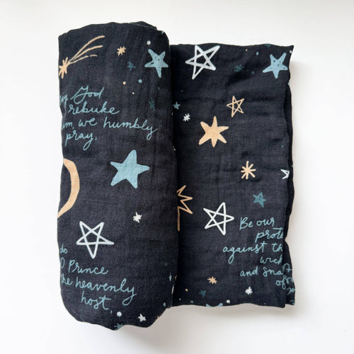 St. Michael Prayer - Catholic Baby Muslin Blanket Swaddle - JMJs Catholic Store, Inc