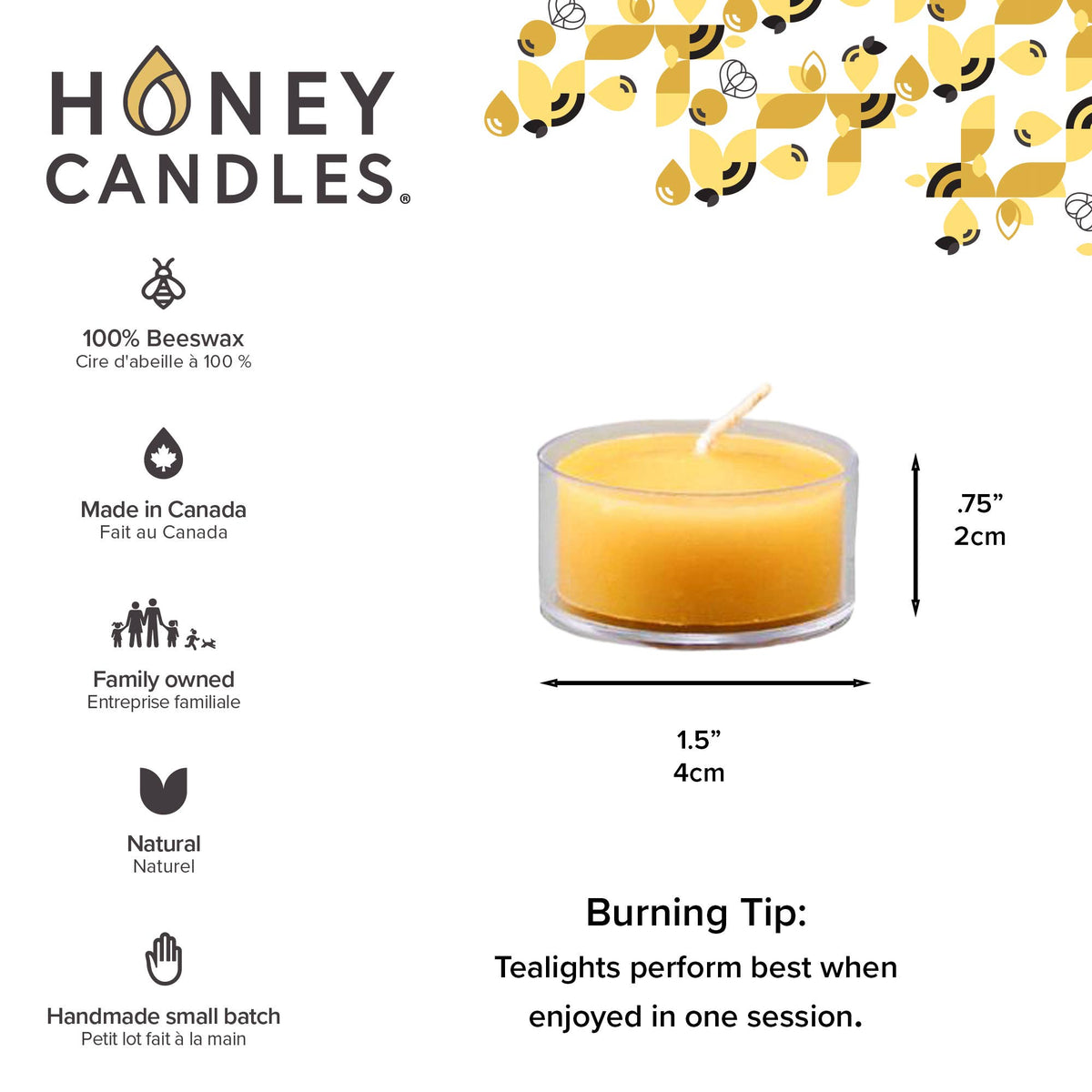 Natural Beeswax Tealight Candles - Clear Cup - JMJs Catholic Store, Inc