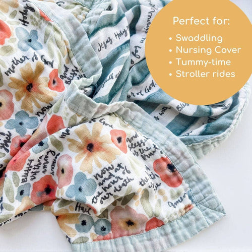 Watercolor Hail Mary Luxury Double Sided Muslin Catholic Blanket - JMJs Catholic Store, Inc