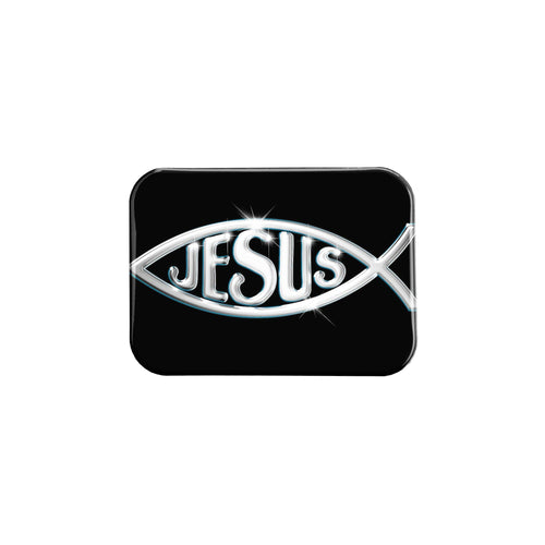 "Christian Fish Jesus in Silver" - 2.5" X 3.5" Rectangle Magnets - JMJs Catholic Store, Inc
