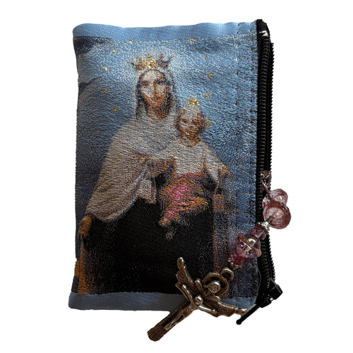 Lady of Mt. Carmel w/ Baby Jesus Rosary Pouch 4" x 6” - JMJs Catholic Store, Inc
