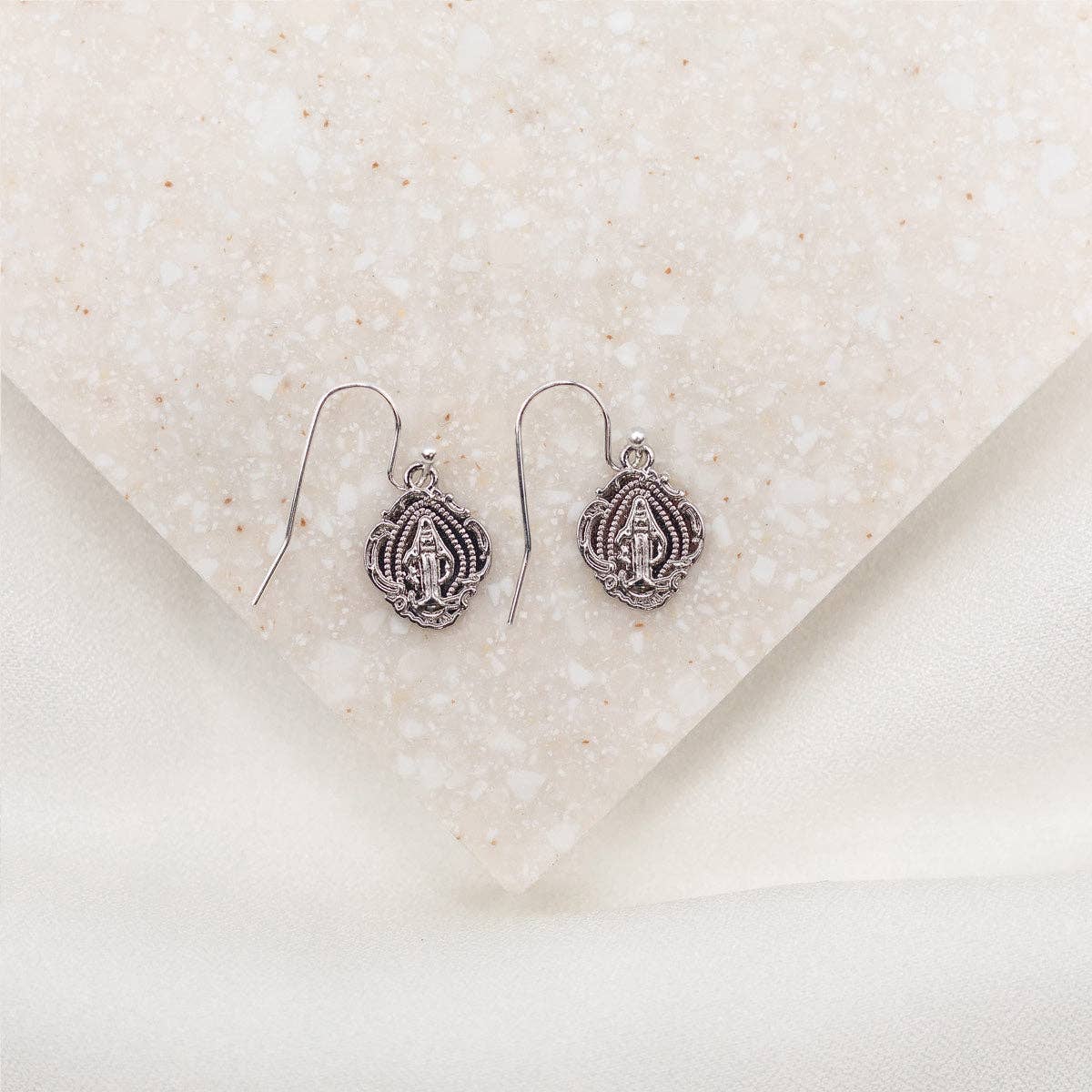 Miraculous Mary Earrings: Gold - JMJs Catholic Store, Inc