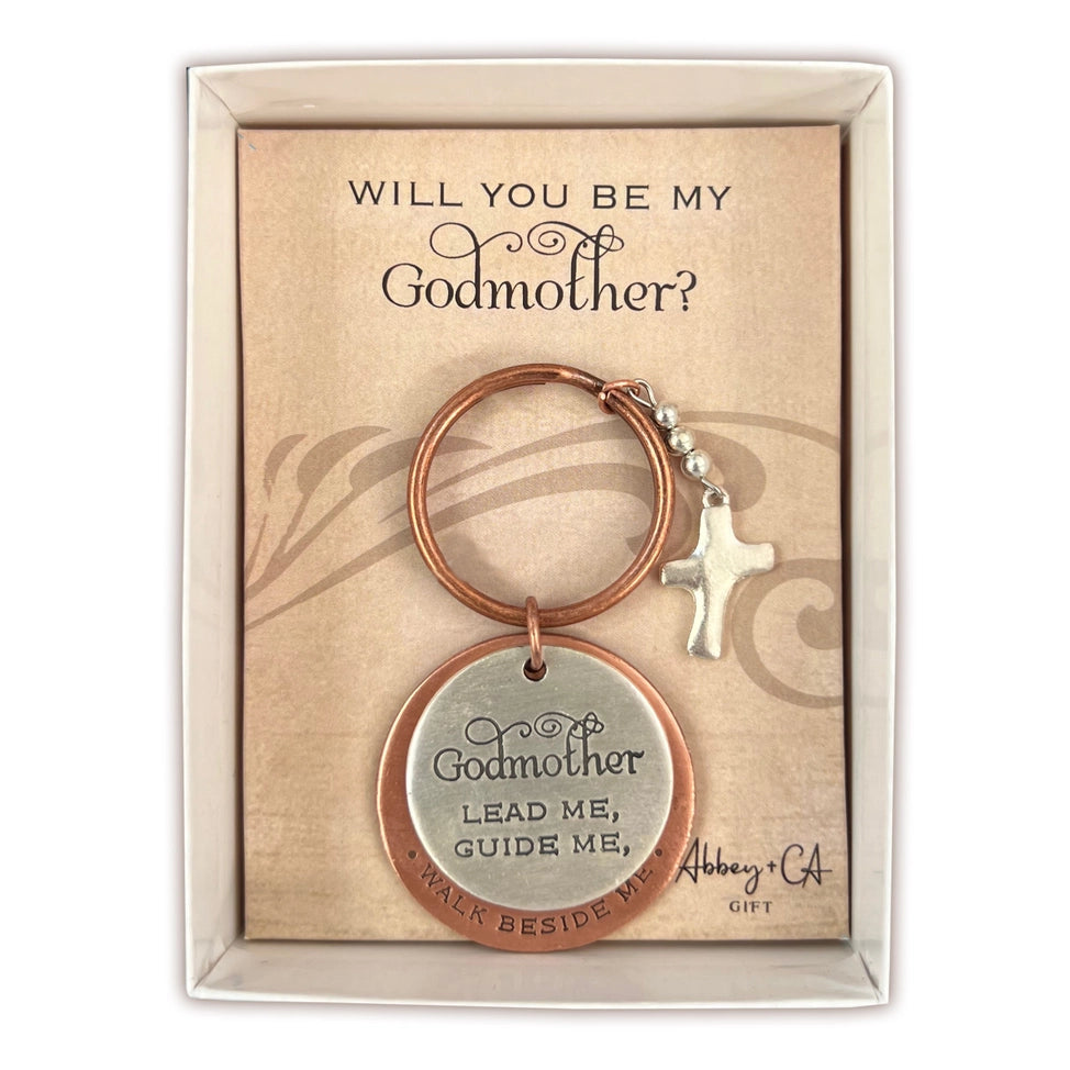 Godfather Keychain with Cross - JMJs Catholic Store, Inc
