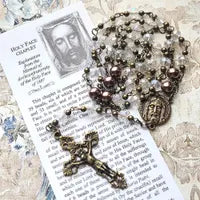 3rd Class Relic Holy Face Rosary Chaplet Crystal and Bronze