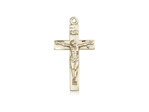 14kt Gold Filled Crucifix Pendant on a 18 inch Gold Filled Light Curb Chain - Unique Catholic Gifts