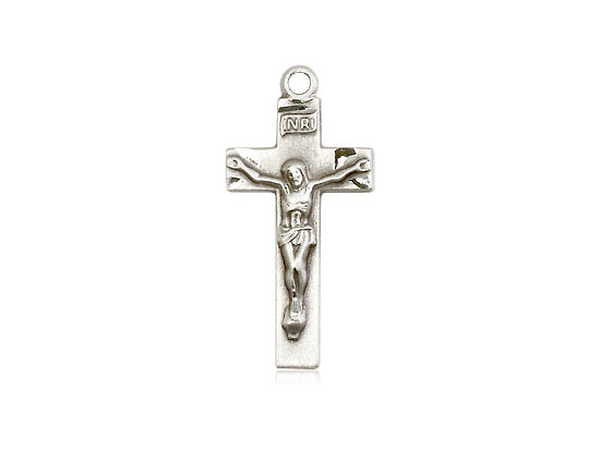 Sterling Silver Crucifix Pendant on a 18 inch Sterling Silver Light Curb Chain - Unique Catholic Gifts
