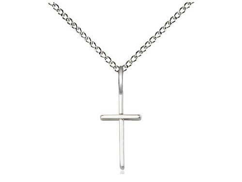 Sterling Silver Cross Pendant on a 18 inch Sterling Silver Light Curb Chain - Unique Catholic Gifts