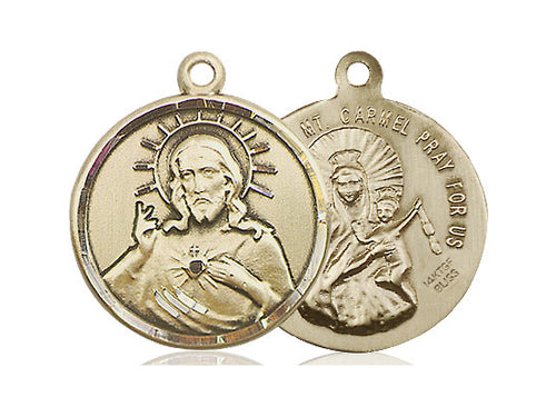 14kt Gold Filled Scapular Pendant on a 24 inch Gold Plate Heavy Curb Chain - Unique Catholic Gifts
