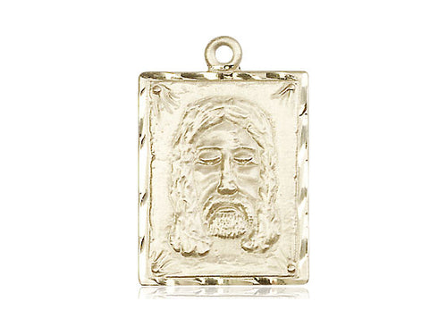 14kt Gold Filled Holy Face Pendant on a 24 inch Gold Plate Heavy Curb Chain - Unique Catholic Gifts