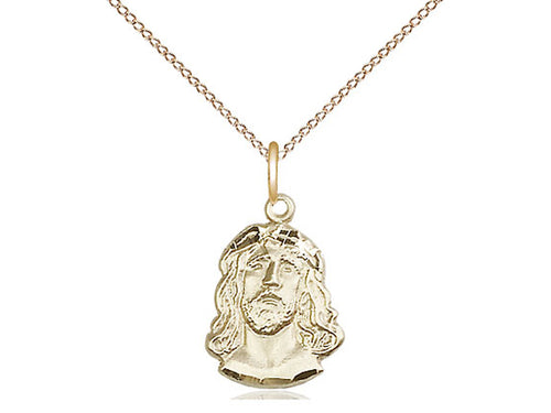 14kt Gold Filled Ecce Homo Pendant on a 18 inch Gold Filled Light Curb Chain - Unique Catholic Gifts