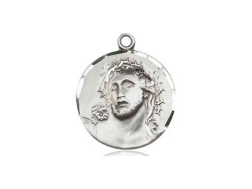 Sterling Silver Ecce Homo Pendant on a 18 inch Sterling Silver Light Curb Chain - Unique Catholic Gifts