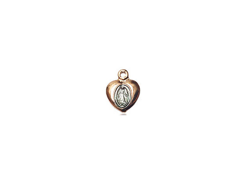14kt Gold Filled Miraculous Heart Pendant on a 18 inch Gold Filled Light Curb Chain - Unique Catholic Gifts