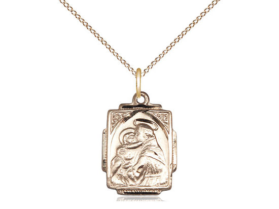 14kt Gold Filled St Anthony Pendant on a 18 inch Gold Filled Light Curb Chain. - Unique Catholic Gifts
