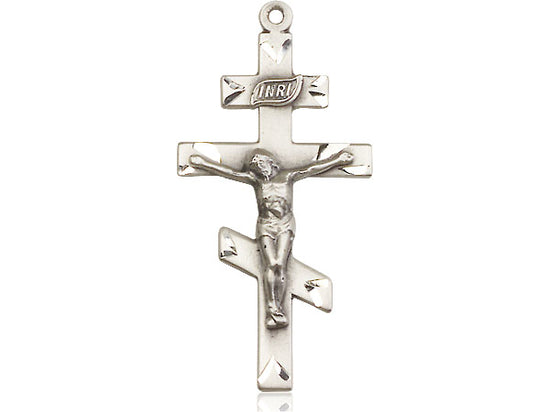 Sterling Silver St Andrew Pendant on a 24 inch Light Rhodium Heavy Curb Chain - Unique Catholic Gifts