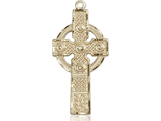 14kt Gold Filled Kilklispeen Cross Pendant on a 24 inch Gold Plate Heavy Curb Chain - Unique Catholic Gifts