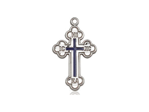 Sterling Silver Russian Cross Pendant on a 18 inch Sterling Silver Light Curb Chain - Unique Catholic Gifts