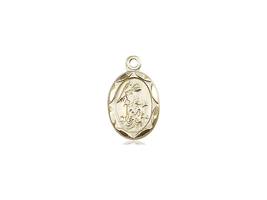 14kt Gold Filled Guardian Angel Pendant on a 18 inch Gold Filled Light Curb Chain - Unique Catholic Gifts