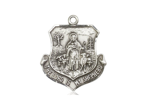 Sterling Silver Lord Is My Shepherd Pendant on a 18 inch Sterling Silver Light Curb Chain - Unique Catholic Gifts