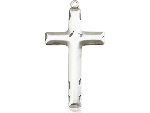 Sterling Silver Cross Pendant on a 24 inch Light Rhodium Heavy Curb Chain - Unique Catholic Gifts