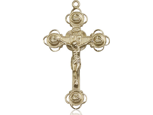 14kt Gold Filled Crucifix Pendant on a 24 inch Gold Plate Heavy Curb Chain - Unique Catholic Gifts