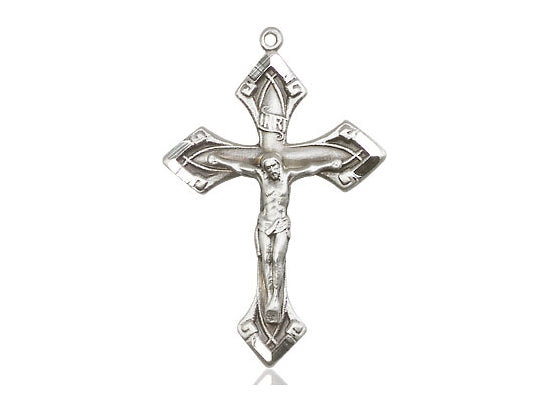 Sterling Silver Crucifix Pendant on a 18 inch Sterling Silver Light Curb Chain - Unique Catholic Gifts