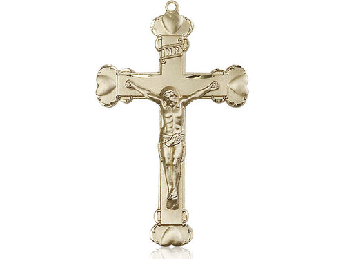4kt Gold Filled Crucifix Pendant on a 18 inch Gold Filled Light Curb Chain - Unique Catholic Gifts