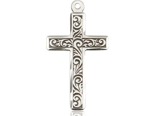 Sterling Silver Cross Pendant on a 18 inch Sterling Silver Light Curb Chain - Unique Catholic Gifts