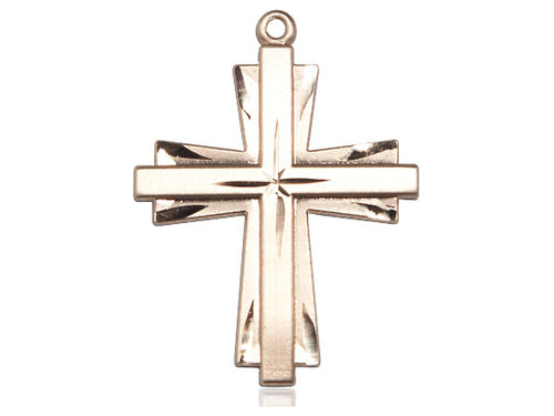 14kt Gold Filled Cross Pendant on a 24 inch Gold Plate Heavy Curb Chain - Unique Catholic Gifts