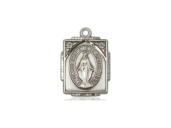 Sterling Silver Miraculous Pendant on a 18 inch Sterling Silver Light Curb Chain - Unique Catholic Gifts
