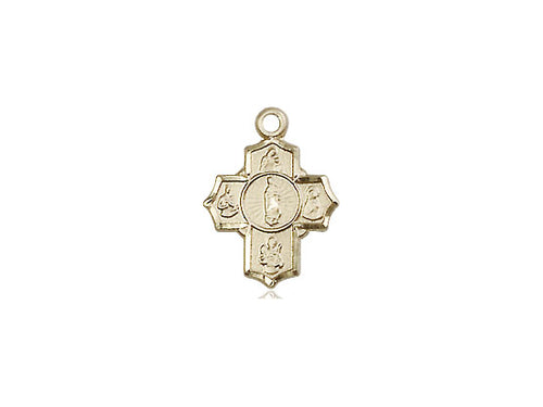 14kt Gold Filled 5-Way Motherhood Pendant on a 18 inch Gold Filled Light Curb Chain - Unique Catholic Gifts