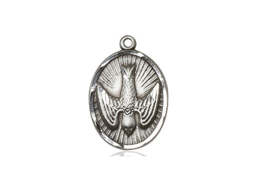 Sterling Silver Holy Spirit Pendant on a 18 inch Sterling Silver Light Curb Chain - Unique Catholic Gifts
