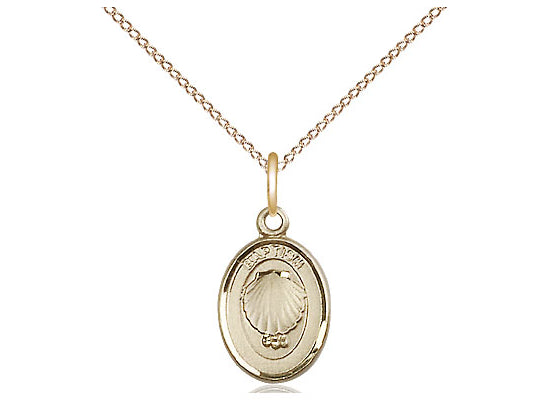14kt Gold Filled Baptism Pendant on a 18 inch Gold Filled Light Curb Chain - Unique Catholic Gifts