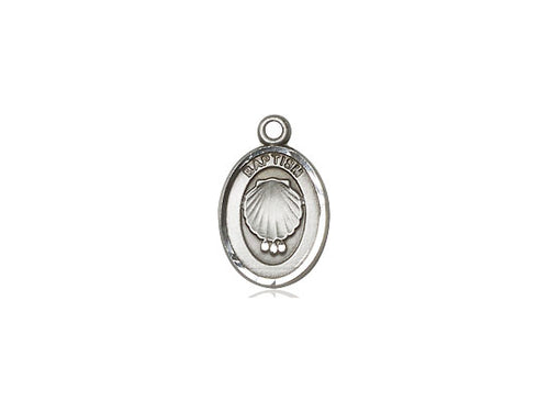 Sterling Silver Baptism Pendant on a 18 inch Sterling Silver Light Curb Chain - Unique Catholic Gifts