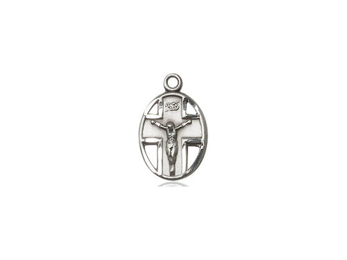 Sterling Silver Crucifix Pendant on a 18 inch Sterling Silver Light Curb Chain - Unique Catholic Gifts