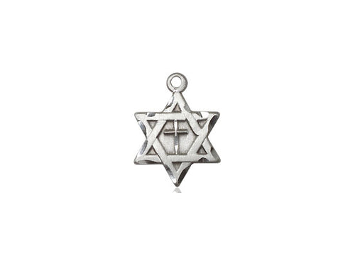 Sterling Silver Star of David w/ Cross Pendant on a 18 inch Sterling Silver Light Curb Chain - Unique Catholic Gifts