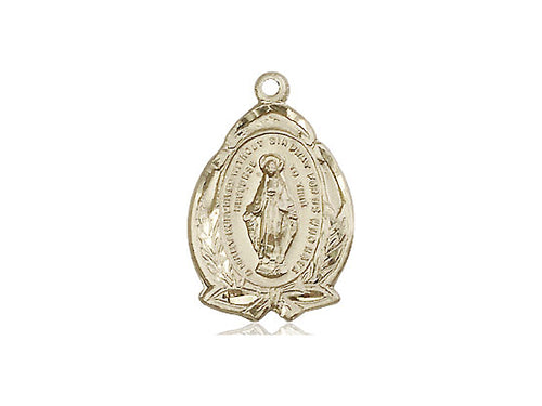 14kt Gold Filled Miraculous Pendant on a 18 inch Gold Filled Light Curb Chain - Unique Catholic Gifts