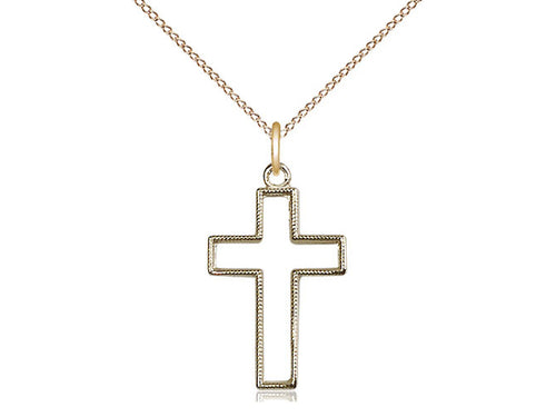 14kt Gold Filled Cross Pendant on a 18 inch Gold Filled Light Curb Chain - Unique Catholic Gifts
