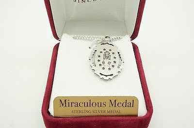 Silver Miraculous Medal 1" with 18" chain and box