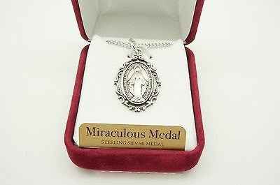 Silver Miraculous Medal 1" with 18" chain and box