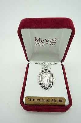 Silver Miraculous Medal 1" with 18" chain and box