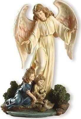 Guardian Angel with Children Statue 8.5"H