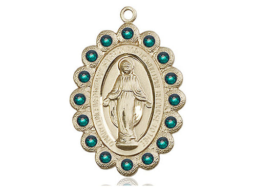 14kt Gold Filled Miraculous Pendant on a 24 inch Gold Plate Heavy Curb Chain - Unique Catholic Gifts