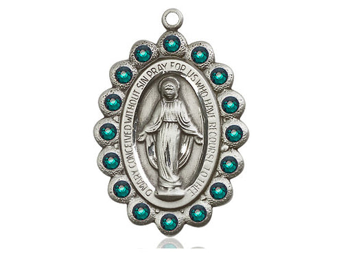 Sterling Silver Miraculous Pendant on a 18 inch Sterling Silver Light Curb Chain - Unique Catholic Gifts