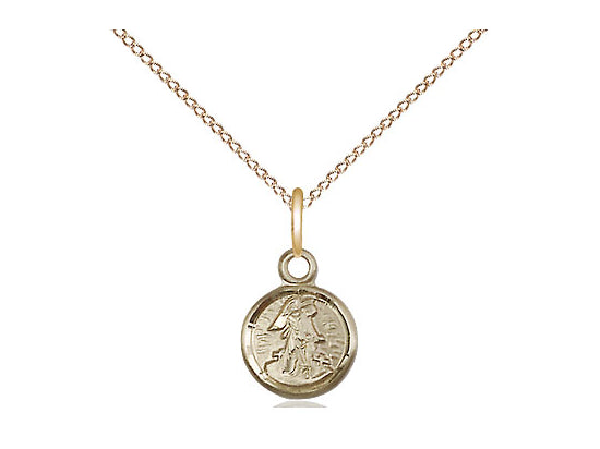 14kt Gold Filled Guardian Angel Pendant on a 18 inch Gold Filled Light Curb Chain - Unique Catholic Gifts