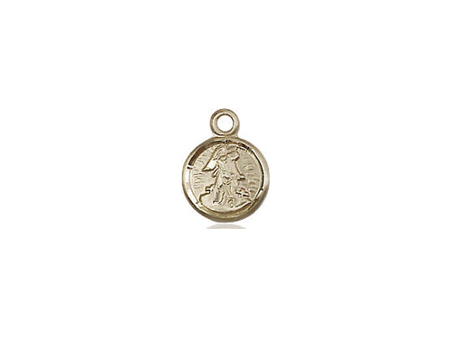 14kt Gold Filled Guardian Angel Pendant on a 18 inch Gold Filled Light Curb Chain - Unique Catholic Gifts