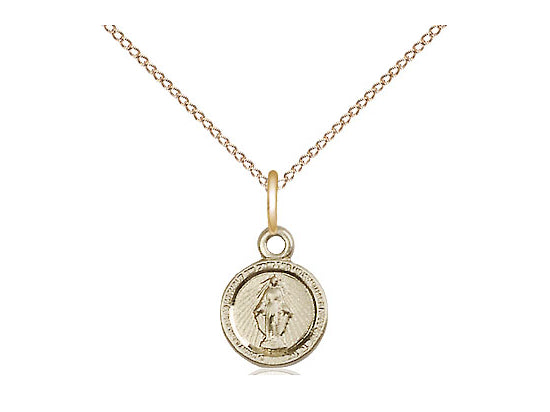 14kt Gold Filled Miraculous Pendant on a 18 inch Gold Filled Light Curb Chain - Unique Catholic Gifts
