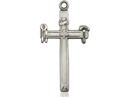 Sterling Silver Carpenter Cross Pendant on a 24 inch Light Rhodium Heavy Curb Chain - Unique Catholic Gifts