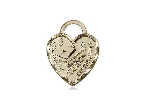 14kt Gold Filled Graduation Heart Pendant on a 18 inch Gold Filled Light Curb Chain - Unique Catholic Gifts
