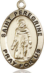 Gold Filled St Peregrine Pendant (3/4") - Unique Catholic Gifts