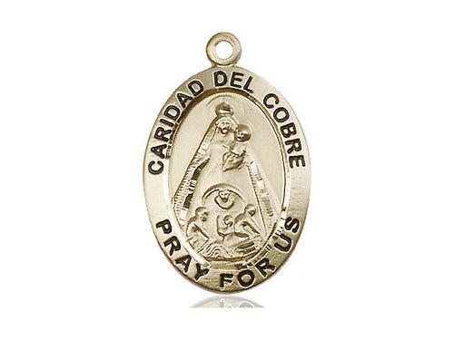 14kt Gold Filled Caridad del Cobre Pendant on a 24 inch Gold Plate Heavy Curb Chain - Unique Catholic Gifts